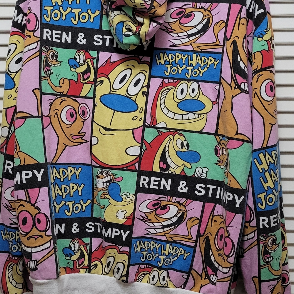 Ren And Stimpy Nickelodeon White Crewneck Hoodie Fleece - Picture 9 of 11